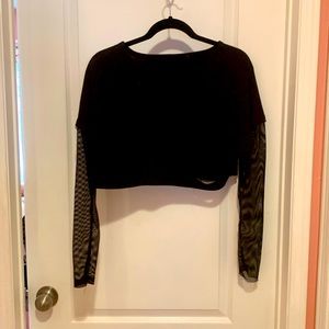 Black Y2K mesh crop top